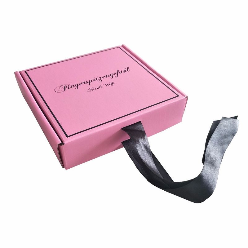 علبة هدية ورق الطباعة الوردي ، 35 × 23 × 9 سم مربعات الشحن المموج المزود
