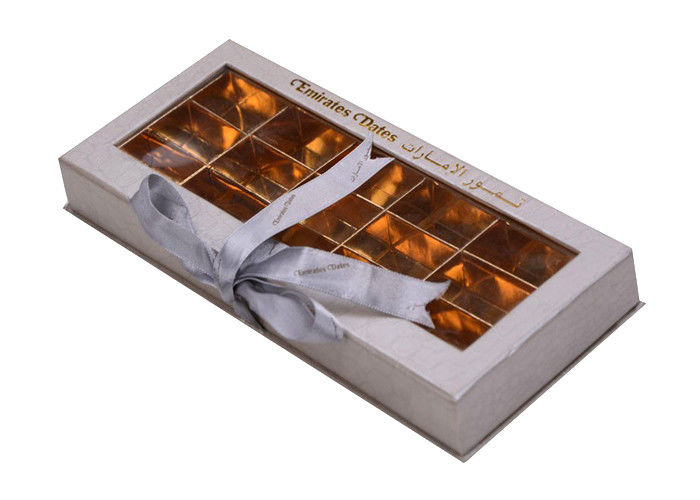 علبة هدية ورقة الغذاء الصف CMYK / بانتون ألوان تغليف الشوكولاته مع نافذة PVC المزود